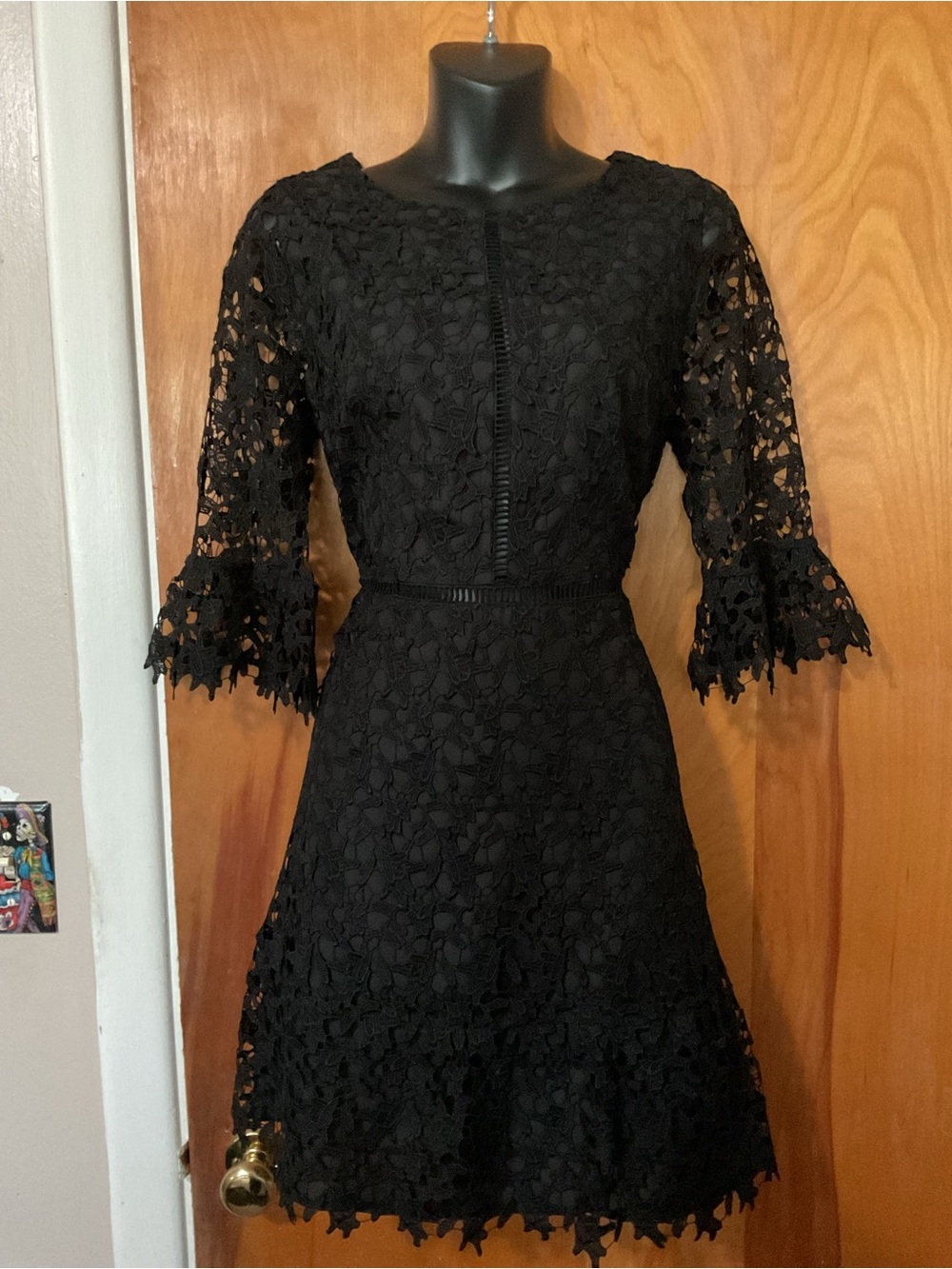 Mod Cloth BB Dakota Black Lace Midi Dress with Bell Sleeves